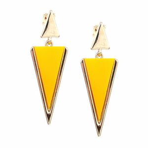 Two Yellow Triangle Drop Clip on Earrings