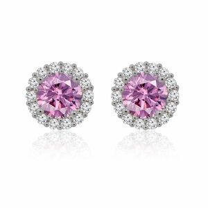 Pink and White Cubic Zirconia Crystal Earrings