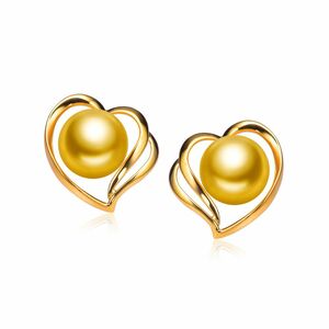 Real Gold Earrings in heart shape with real pearls
