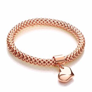 Gold-coloured net bracelet with heart charm