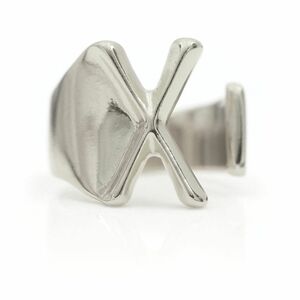 Silver-coloured Initial Ring with letter X