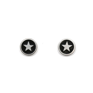 Mens 316L Stainless steel stud magnetic clip-on earrings, 8 mm black and silver star, sold as a pair