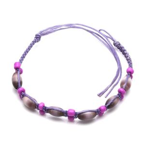 Handmade purple beads braided adjustable wax cord bracelet 