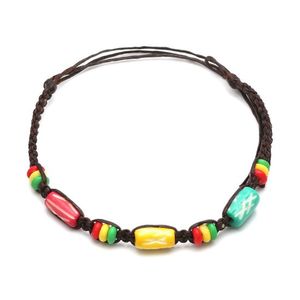 Handmade vibrant beads braided adjustable wax cord bracelet 