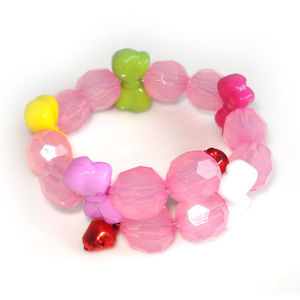 Light pink bead with multi-coloured bow children bracelet