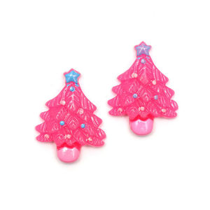 Pink Christmas tree clip-on earrings