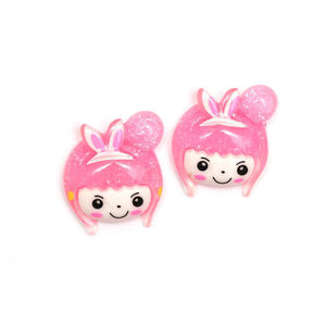 Pink-haired girl clip-on earrings