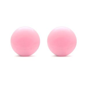 Plain Pink Acrylic Round Button Clip on Earrings