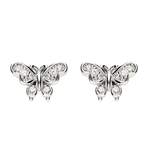Vintage style Butterfly Stud Earrings with CZ