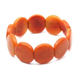 Orange Tagua Disc Stretch Bracelet
