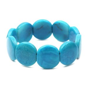 Turquoise Tagua Disc Stretch Bracelet