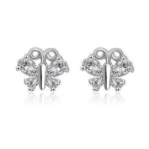 Lovely Cubic Zirconia Crystal Butterfly Stud Earrings