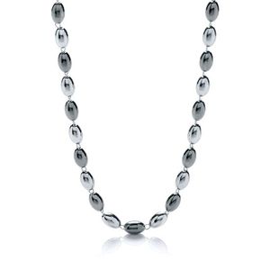 Silver & Ruthenium Oval Bead Necklace 36"/92cm