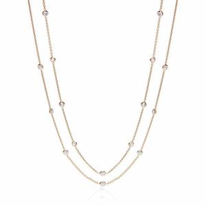 Gold Coated Rubover 23 CZs Necklace 38"
