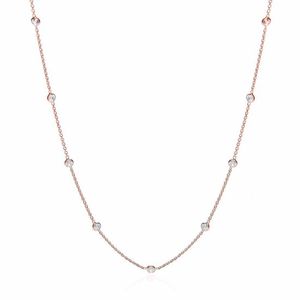Rose Coated Rubover 11 CZs Necklace 18"