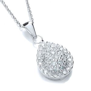 Pear Shaped Cluster CZ Pendant with 18" Chain