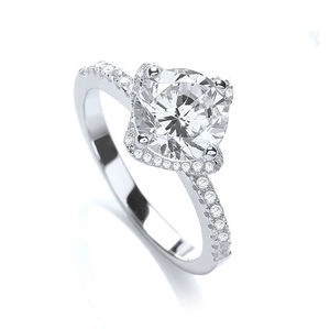 Micro Pavé High setting S/S Ring CZ on Shoulder, Size Q