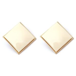 Beige Diamond Shape Gold-Tone Screw Back Clip-on Earrings