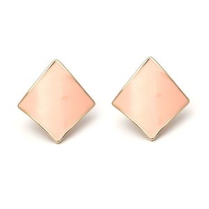 Peach Enamel Curved Diamond Shaped Screw Back Clip-on Earrings