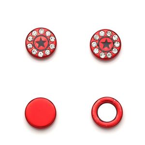 Red Round Crystal Star Magnetic Earrings