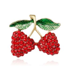 Gold-tone Red Crystal Cherry