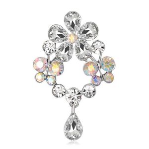 Crystal Flower with Butterfly and Teardrop 