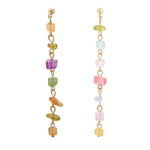 Multicoloured Stones Linear Drop Earrings