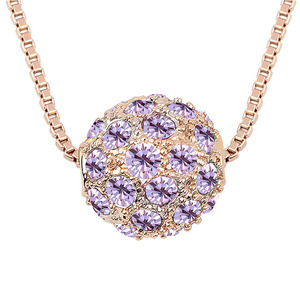 Violet Austrian Crystals Ball with rose gold-plated pendant necklace