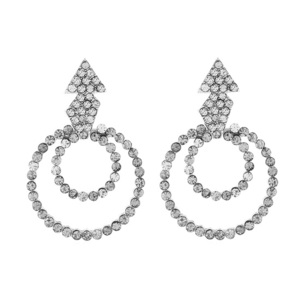 Double Diamante Hoop Drop Earrings