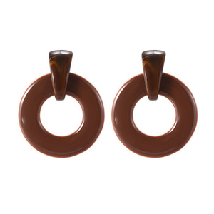 Brown Donut Hoop Drop Earrings