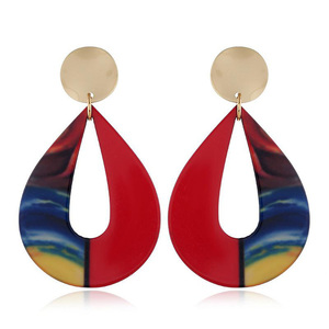 Red and Multicoloured Acrylic Teardrop Drop Earrings