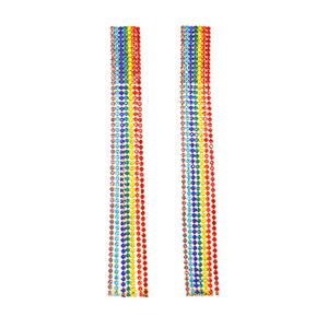 Rainbow Crystal Tassel Statement Earrings