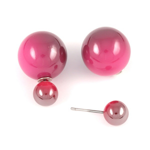 Two tone camellia acrylic bead double sided ear studs