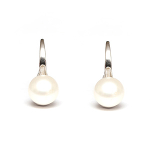AAA grade 9 - 9.5 mm white freshwater cultured pearl 925 Sterling Silver dangle earrings