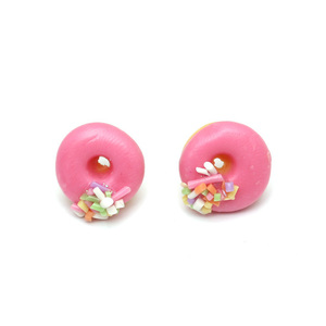 Pink Donut Polymer Clay Stud Earrings