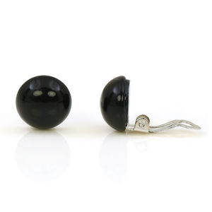 Black Domes Tagua Clip-on Earrings, 14mm