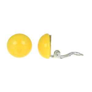 Yellow Domes Tagua Clip-on Earrings, 14mm