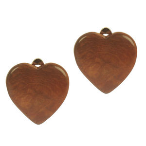 Brown Hearts Tagua Clip-on Earrings, 19 x 19mm