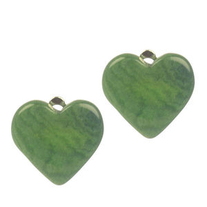 Green Hearts Tagua Clip-on Earrings, 19 x 19mm
