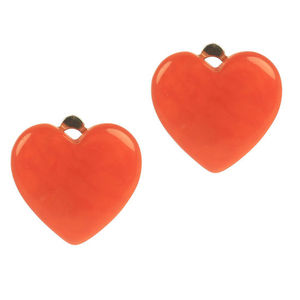 Orange Hearts Tagua Clip-on Earrings, 19 x 19mm