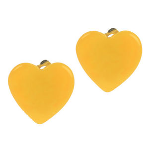 Yellow Hearts Tagua Clip-on Earrings, 19 x 19mm