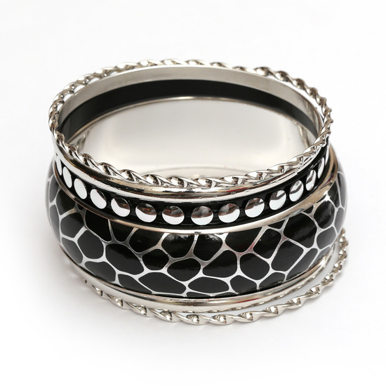 Black multi-layer bracelet bangle with leopard...