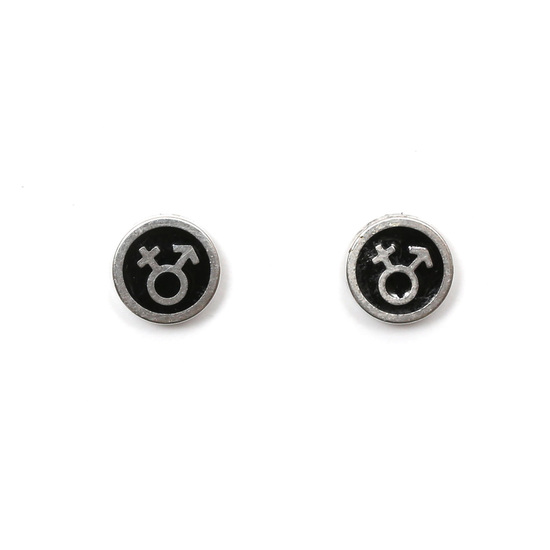 Mens 316L Stainless steel stud magnetic clip-on earrings, 8 mm black and silver genders, sold as a pair
