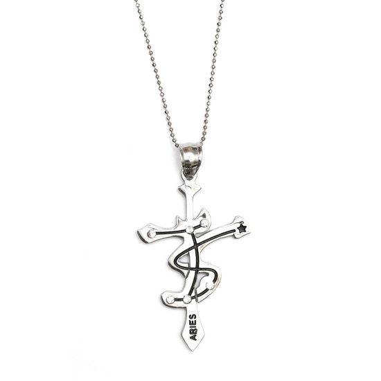 Mens 316L Stainless steel silver zodiac sign Aries...
