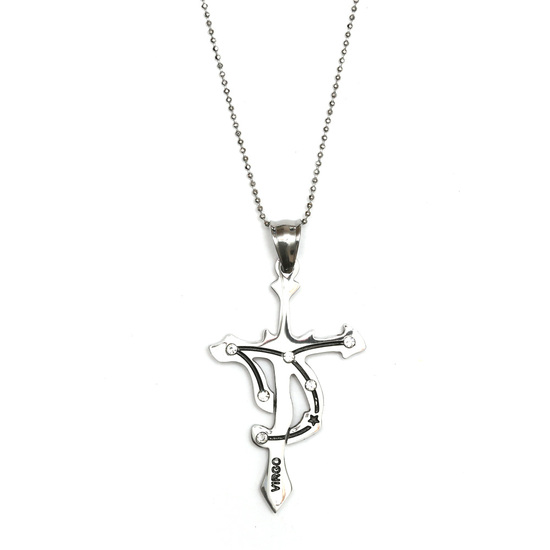 Mens 316L Stainless steel silver zodiac sign Virgo pendant necklace