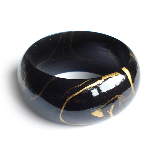 Black Marble Effect with Golden Veins