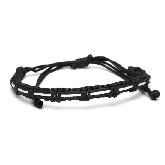 Black and white plaited cord handmade bracelet...