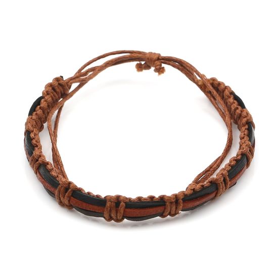 Black and Brown Leather With Wax Cord Adjustable...