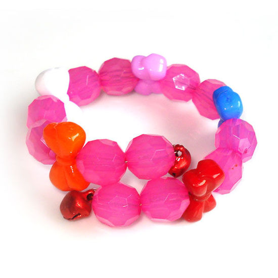 Pink bead with multi-coloured bow children bracelet