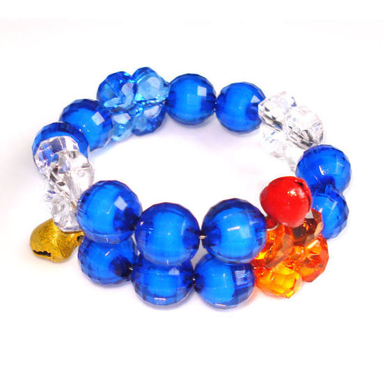Transparent blue bead with multi-coloured four-leaf clover children bracelet